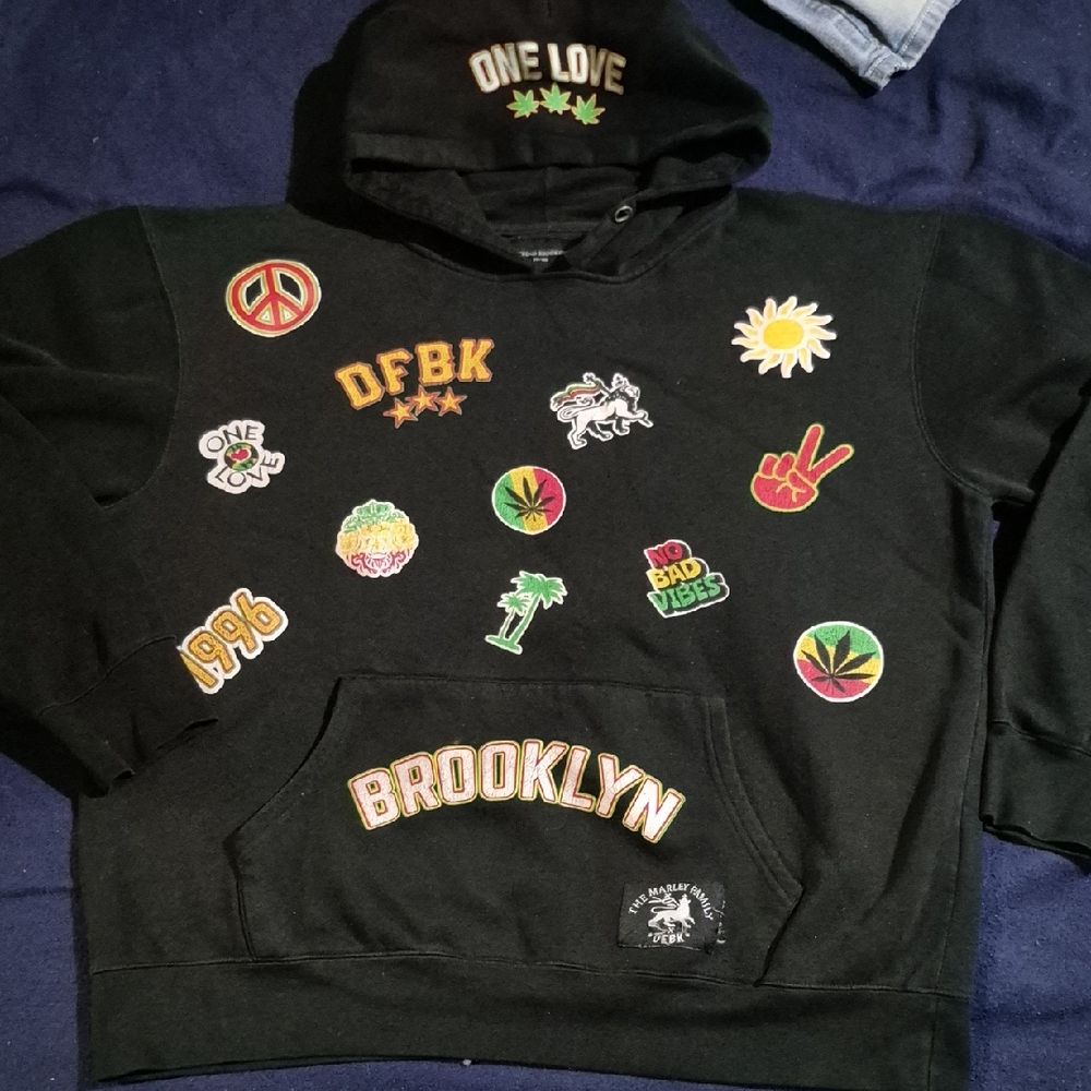 Kids Black Hoodie with Colorful Patches DFBK Brand